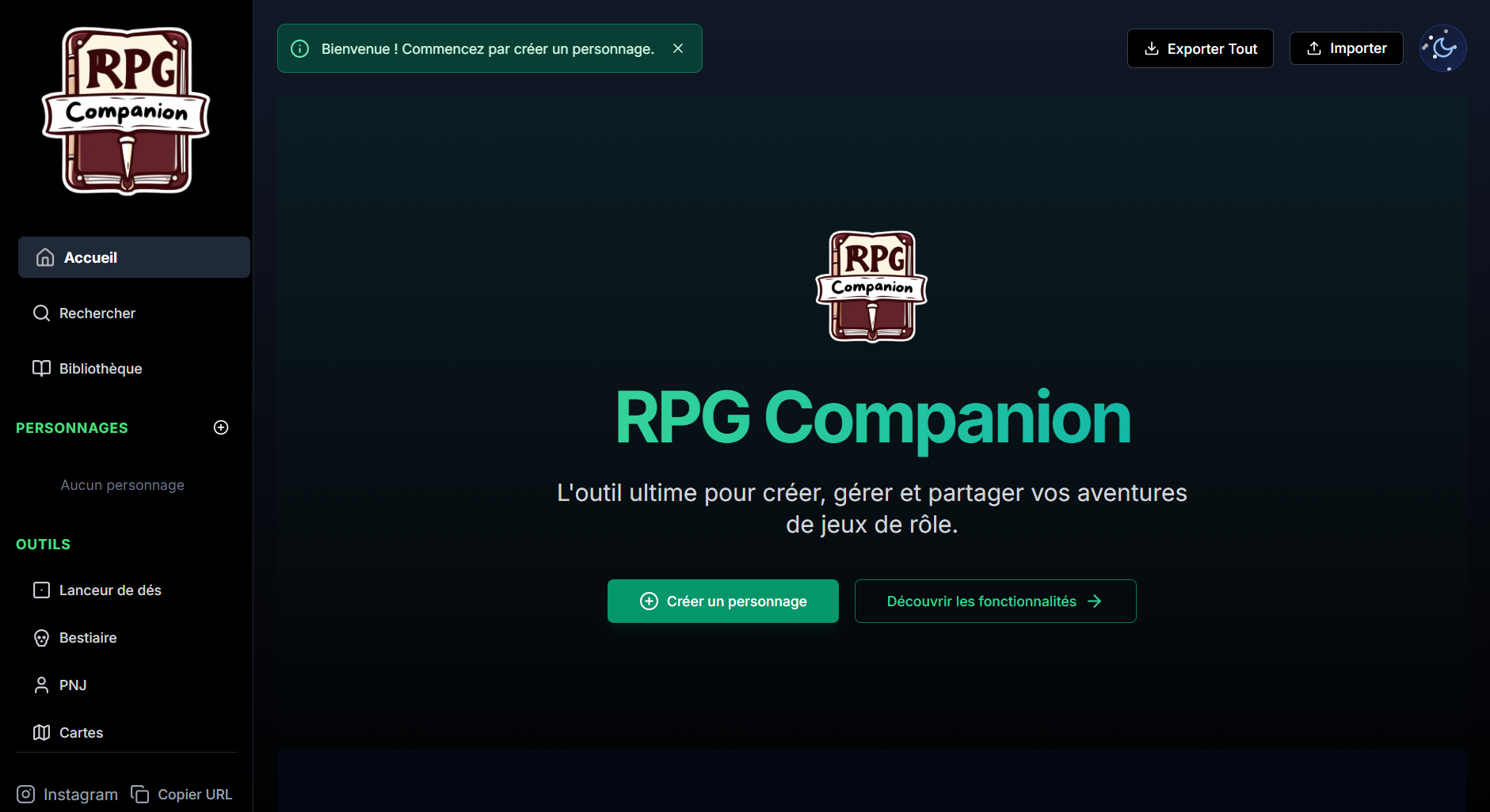 Aperçu de RPG Companion